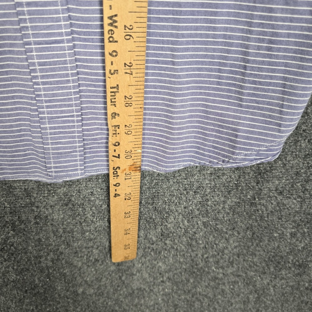 J Crew Oxford Shirt Men's Large Blue Horizontal Striped Button Down Woven Tailor - Picture 5 of 8